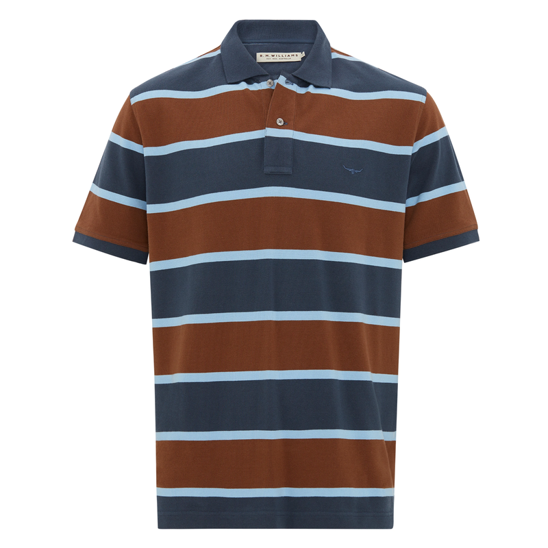 FREE EXPRESS POST RM Williams Rod Mid Stripe Polo RRP 79.99